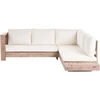 Lauko baldų komplektas Beliani 5 vietų sodo kampinė sofa MARETTIMO Dešininė, kreminė balta, sertifikuota akacijos mediena