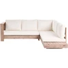 Lauko baldų komplektas Beliani 5 vietų sodo kampinė sofa MARETTIMO Dešininė, kreminė balta, sertifikuota akacijos mediena