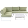 Lauko baldų komplektas Beliani Kampinė sodo sofa su staliuku 5 asmenims COCCORINO žalia metalinė