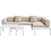 Lauko baldų komplektas Beliani L formos sodo kampinė sofa su staliuku 5 asmenims RASIGLIA kairinė smėlio spalvos metalinė