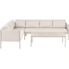 Lauko baldų komplektas Beliani Lauko kampinė sofa su staliuku 5 asmenims TONARA, metalinė, šviesiai smėlio spalvos, dešininė