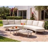 Lauko baldų komplektas Beliani Lauko sofa 6 žmonėms ORIOLO su staliukais, metalinė, šviesiai smėlinė