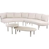Lauko baldų komplektas Beliani Lauko sofa 6 žmonėms ORIOLO su staliukais, metalinė, šviesiai smėlinė