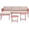 Lauko baldų komplektas Beliani „ONZO“ dešininė sodo kampinė sofa 3 asmenims su staliukais, metalinė, raudona