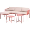 Lauko baldų komplektas Beliani „ONZO“ dešininė sodo kampinė sofa 3 asmenims su staliukais, metalinė, raudona
