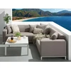 Beliani Sodo kampinė sofa su staliuku 5 asmenims BELIZE dešininė smėlio spalvos modulinė
