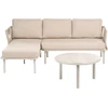 Lauko baldų komplektas Beliani Sodo kampinė sofa su staliuku 3 žmonėms ORTE, metalinė, smėlio spalvos, dešinės pusės