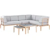Lauko baldų komplektas Beliani Sodo kampinė sofa su staliuku 6 asmenims RIMA III kairinė, pilka, metalinė, modulinė