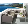 Beliani Sodo kampinė sofa su staliuku 5 asmenims BELIZE dešininė smėlio spalvos modulinė