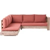 Lauko baldų komplektas Beliani Sodo kampinė sofa 5 asmenims MARETTIMO kairinė, raudona, sertifikuota akacijos mediena