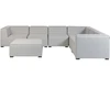 Lauko baldų komplektas Beliani Sodo kampinė sofa su pufu 7 asmenims AREZZO kairinė šviesiai pilka modulinė