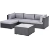 Lauko baldų komplektas Beliani Sodo kampinė sofa su staliuku 4 asmenims SANO dešininė, juoda, technoratanas