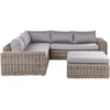 Lauko baldų komplektas Beliani Sodo kampinė sofa su pufu 6 asmenims PALERMO šviesiai ruda technorattanas, modulinė