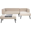 Lauko baldų komplektas Beliani Sodo kampinė sofa su staleliu 4 asmenims SORRIVOLI kairinė Smėlio spalvos
