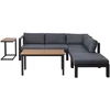 Lauko baldų komplektas Beliani Sodo kampinė sofa su staliuku 5 asmenims MESSINA kairinė juoda metalinė