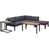 Lauko baldų komplektas Beliani Sodo kampinė sofa su staliuku 5 asmenims MESSINA kairinė juoda metalinė