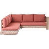 Lauko baldų komplektas Beliani Sodo kampinė sofa 5 asmenims MARETTIMO kairinė, raudona, sertifikuota akacijos mediena