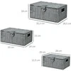 HOMCOM 3 dėžių rinkinys su dangčiu ir sagtimis, 18L/12L/7L, gyvenamajam kambariui, pilka