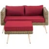 Mville 2 vietų sofa "Molde" su kojūgaliu apvaliu rotango batraiščiu "natura" 45 cm (šviesiai ruda)