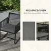 Lauko baldų komplektas "Outsunny" 3 dalių rotango sodo baldų komplektas, sėdimųjų vietų grupė, sodo komplektas su 2 sodo kėdėmis, staliuku su grūdinto stiklo stalviršiu, pagalvėlėmis, skirtas balkonui, juodas