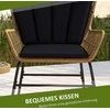Lauko baldų komplektas Outsunny 3 dalių sodo baldų komplektas su 2 kėdėmis, staliukas su grūdinto stiklo stalviršiu