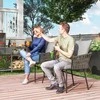 Lauko baldų komplektas Outsunny 3 dalių ratano bistro komplektas, sėdimoji grupė, sodo baldų komplektas su 2 sodo kėdėmis, kavos staliuku, nuimamomis pagalvėlėmis, balkono baldų komplektas sodui, terasai, plienas, pilka
