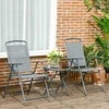 Lauko baldų komplektas Outsunny 3 dalių sėdimųjų baldų komplektas, sulankstomas balkonų baldų rinkinys, įskaitant 1 stalą, 2 kėdes, sodo baldų komplektas, bistro rinkinys, tinklelis, šviesiai pilkas