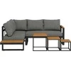Lauko baldų komplektas "Outsunny" 5 dalių sodo baldų komplektas su kampine sofa, kavos staliuku, pagalvėlėmis, pilka spalva