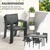 Lauko baldų komplektas Outsunny 5 dalių sodo valgomojo baldų rinkinys, sodo komplektas su 1 valgomojo stalu, 4 sukraunamomis kėdėmis - tamsiai pilka spalva