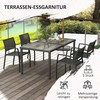 Lauko baldų komplektas Outsunny 5 dalių sodo valgomojo baldų rinkinys, sodo komplektas su 1 valgomojo stalu, 4 sukraunamomis kėdėmis - tamsiai pilka spalva