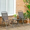 Lauko baldų komplektas "Outsunny" bistro komplektas 3 dalių metalinis oro sąlygoms atsparus sodo baldų komplektas su sulankstomu stikliniu stalu sodo kėdės lauko balkono baldų komplektas sėdimųjų vietų grupė balkono komplektas sodo komplektas rudas