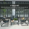 Lauko baldų komplektas "Outsunny" plieninių sodo baldų komplektas 4 asmenų oro sąlygoms atsparus balkono baldų komplektas su 2 vietų sofa, 2 foteliais, sėdynių pagalvėlėmis, staliuku, lauko sėdimųjų vietų grupe, terasos baldų sodo komplektas, skirtas sodo terasai, balkonui, pilkos spalvos