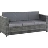 "Outsunny" polivinilinė rotango sodo poilsio sofa 3-vietė su pagalvėlėmis, metalinis poliesteris, pilka, 185 x 70 x 80 cm