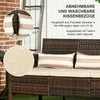 "Outsunny" rotango sodo poilsio sofa trivietė su pagalvėlėmis, plienas, ruda, 173 x 68 x 78 cm