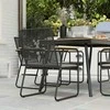 Lauko baldų komplektas Outsunny 7 dalių sėdimų baldų komplektas, metalinis valgomojo komplektas 6 asmenims, valgomasis stalas su 6 kėdėmis, virtuvės baldų komplektas su metaliniu rėmu, balkono baldai, sodo baldai terasai, natūralaus medžio spalvos