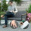 Lauko baldų komplektas "Outsunny" sodo baldų komplektas 4 asmenų oro sąlygoms atsparus balkono baldų komplektas su 2 sėdimų vietų sofa, 2 kėdžių sėdynės pagalvėlė, šoninis stalas, lauko sėdimųjų vietų grupė, terasos baldų sodo komplektas, skirtas sodo terasai, balkonui, pilka spalva