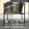 Lauko baldų komplektas "Outsunny" sodo baldų komplektas iš poliratano svetainės komplektas su 2 vietų sofa foteliu stikliniu stalu pagalvėlėmis oro sąlygoms atsparūs balkono baldai 4 asmenims lauko sėdimųjų vietų grupė terasos baldai sodui balkonui pilka