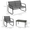 Lauko baldų komplektas Outsunny Sodo baldų komplektas iš 4 dalių, sodo baldų komplektas su 1 dviviete sofa, 2 kėdėmis, 1 kavos staliuku