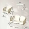 Lauko baldų komplektas "Outsunny" sodo baldų komplektas iš poliratano svetainės komplektas su 2 vietų sofa foteliu staliuku pagalvėlėmis oro sąlygoms atspari sėdimųjų vietų grupė 4 žmonėms lauko balkono baldų komplektas terasos baldai sodui balkonui terasai chaki spalvos