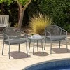 Lauko baldų komplektas Outsunny Stilinga sėdimųjų vietų grupė 2 sodo foteliai Kavos staliukas Balkono baldų komplektas Plieninis rėmas Pilka spalva