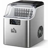 HOMCOM ledo kubelių gaminimo aparatas 20 kg/24h, 2,3 l talpos su 3,2 l vandens baku, savaiminio išsivalymo funkcija, nerūdijantis plienas, sidabrinė, 25,2 x 36 x 37,1 cm