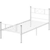 HOMCOM lovos rėmas 200 x 90 cm čiužiniui, 88 cm aukščio viengulės lovos rėmas iš plieno, miegamajam, svečių kambariui, baltas