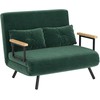 Miegamoji sofa, 2 vietų sofa, aksominė sofa, su miegojimo funkcija, 2 pagalvėlės, aksomo išvaizda, natūrali + žalia