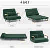 Miegamoji sofa, 2 vietų sofa, aksominė sofa, su miegojimo funkcija, 2 pagalvėlės, aksomo išvaizda, natūrali + žalia