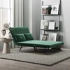 Dvivietė miegamoji sofa, aksominė sofa su miegojimo funkcija, įskaitant 2 pagalvėles, aksominė išvaizda, natūrali + žalia