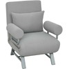 Miegamoji sofa-kėdė, paminkštintas fotelis, transformuojamas į svečių lovą, ergonomiškas, šviesiai pilkas
