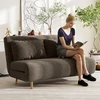 Miegamoji sofa, svečių lova, 3 padėčių reguliuojamas atlošas, kordo audinio išvaizda, iki 120 kg, 141 x 90 x 81 cm, tamsiai rudas