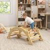 Montessori laipynė patalpai, 2 viename medinis laipiojimo lankas, vaikams nuo 2-4 metų, 110x52x45 cm, natūralus medis