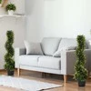 "Outsunny" 2 dirbtinių kedro medžių rinkinys, didelis 90 cm dirbtinis augalas, plastikiniai dirbtiniai kedro augalai vazone, spiralinis augalas, panašus į tikrą, skirtas svetainei, miegamajam, biurui, sodui, moderniai dekoracijai