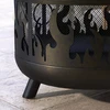 Outsunny 2-in-1 laužavietė, kepsninė su apsauga nuo žiežirbų ir grotelėmis, skirta sodui, BBQ, metalinė, juoda, Ø61x55cm